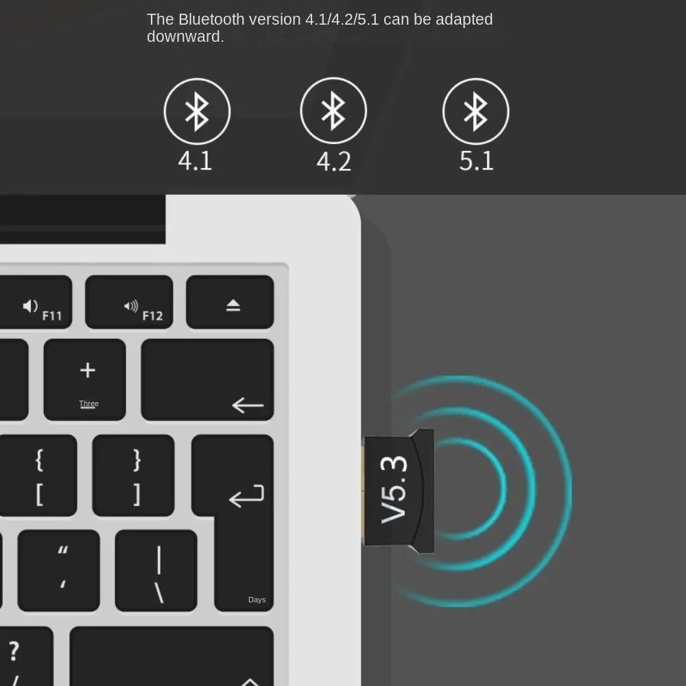 Portable Bluetooth Transmitter USB Wireless Adapter USB Dongle Audio Receiver USB Bluetooth 5.3 Adapter Wireless Bluetooth 5.3 Bluetooth 5.3 USB Dongle for Speaker/Mouse/Keyboard/Computer