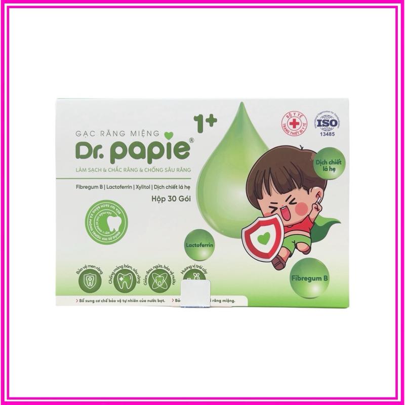 Gạc rơ lưỡi Dr Papie 1+ làm sạch răng miệng, ngừa sâu răng cho bé từ 1 tuổi
