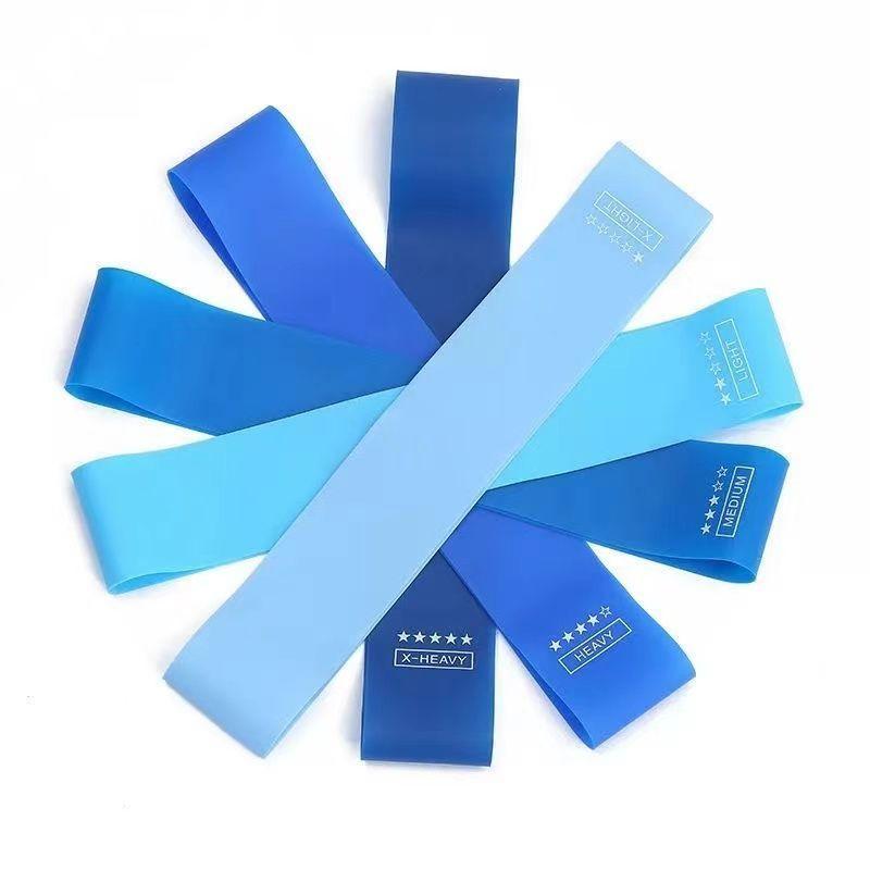 Product Introduction of Sports Elastic Band Blue Fitness Women's Tension Resistance Band Beginner Tight Squat Hip Elastic Force Circle Strain Relief Bushing 4