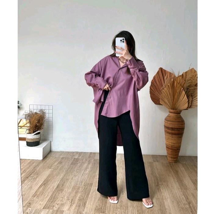 KEMEJA WANITA JUMBO POLOS LENGAN PANJANG LD 98 cm,LD 106 cm,LD 116 cm,LD 120 cm,LD 125 cm,LD 130 cm KEMEJA WANITA PERGI KULIAH, PERGI KERJA, JALAN SANTAI CASUAL FASHION TERBARU DAN KEKINIAN 0