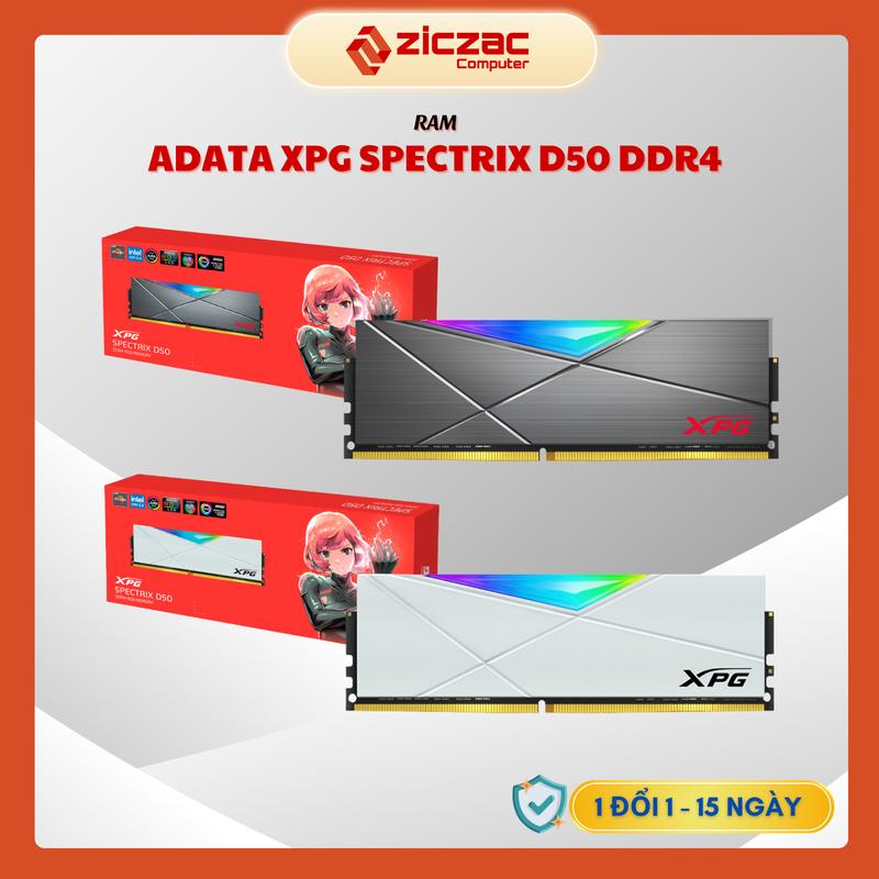 Ram Adata XPG Spectrix D50 LED RGB 8GB 16GB bus 3200 DDR4 đen trắng - Bảo hành 36 tháng
