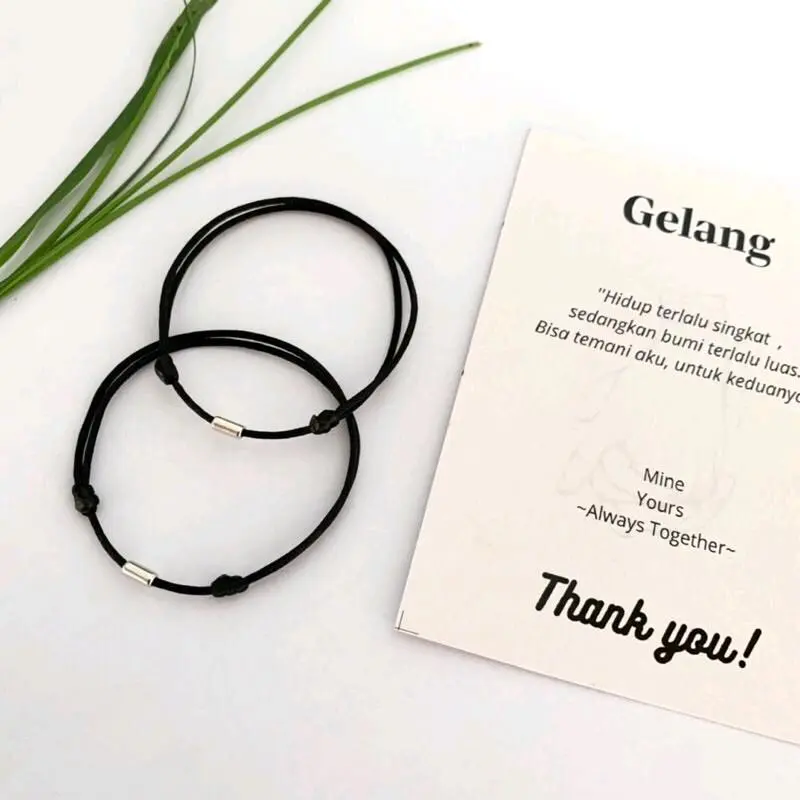 isi [2pcs] Gelang Couple Tabung Minimalis Simpel Estetik Model Korea/Gelang Untuk Pacar/Gelang Mine your Anniverasary 1