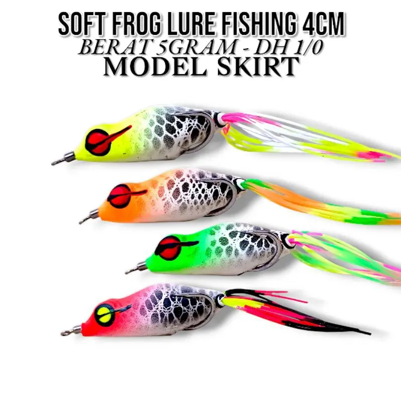 SOFT FROG LURE FISHING MODEL SKIRT UKURAN 4CM. UMPAN CASTING GABUS