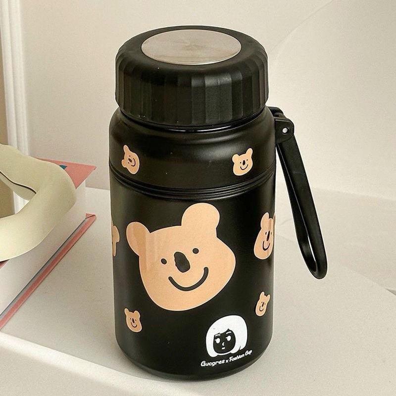 Bình Giữ Nhiệt Inox 1000 ml Nắp Vặn Gấu Nâu Tặng Kèm Sticker 4