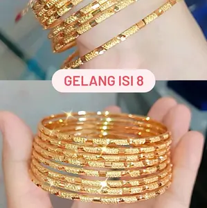 GELANG keroncong dubai isi 8 WARNA 24KPelapisan Logam Perhiasan Bracelets