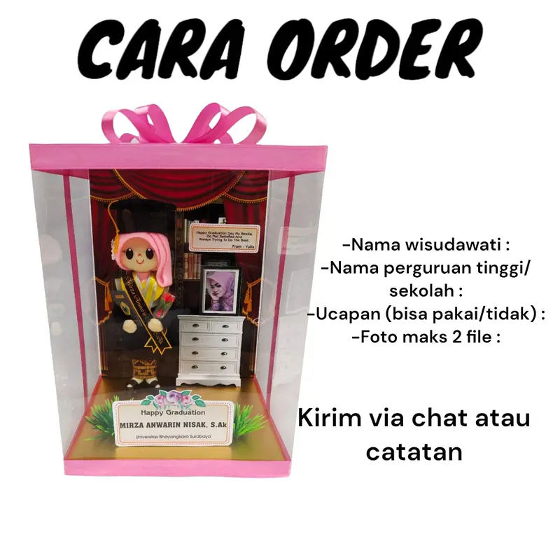 Kado Wisuda Perempuan Unik Bonekaflanelku Box Mika Sedang hadiah dolls 1