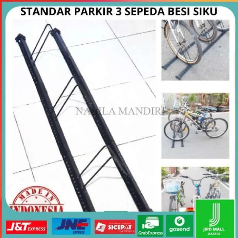 Bike Stand Parkir Sepeda Paddock 3 Standar Utk 3 Sepeda Besi Siku