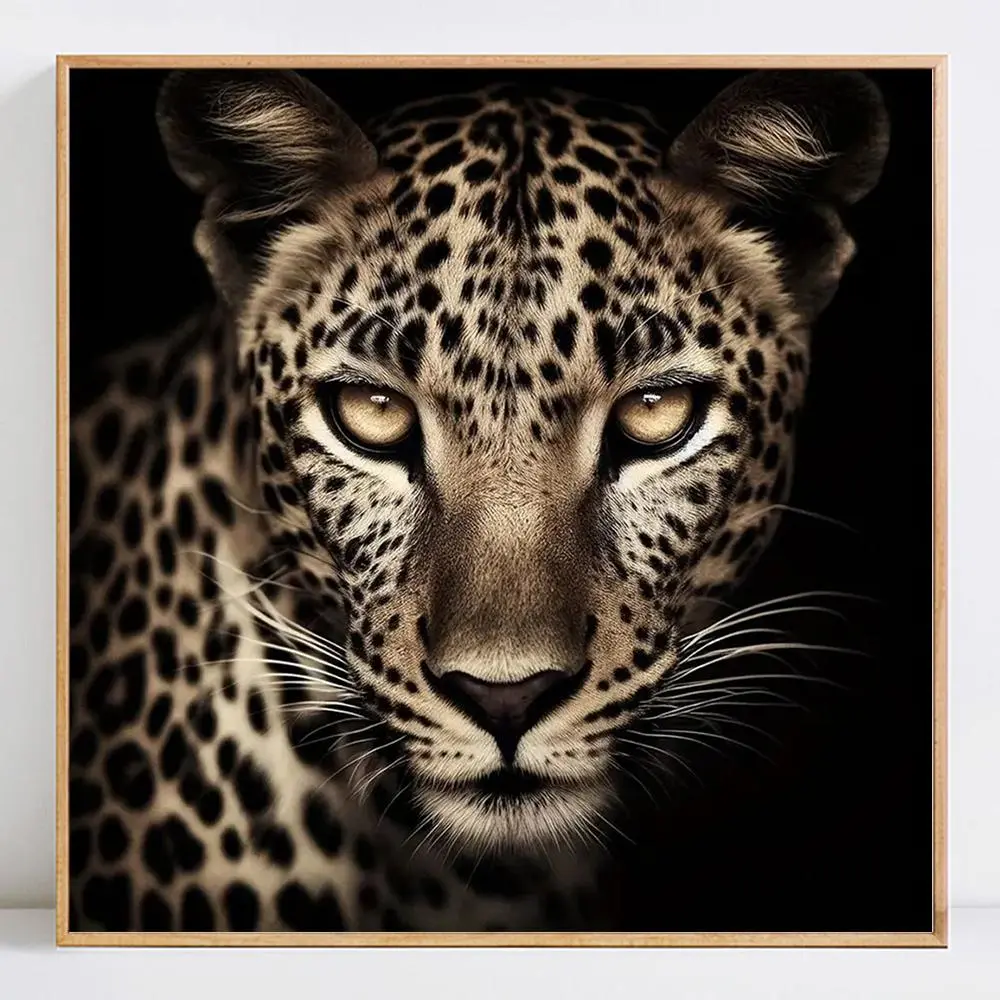 5D DIY Diamond Arts Colorful Painting Kit, Leopard Pattern Diamond Arts Colorful Painting without Frame, Handmade Art Crafts for Home Decor