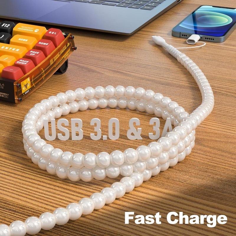 Creative Beaded 2-in-1 Data Cable, Portable Fast Charging Cable, Multifunctional Portable Fast Charging Cable for iPhone Android, Electronic 5