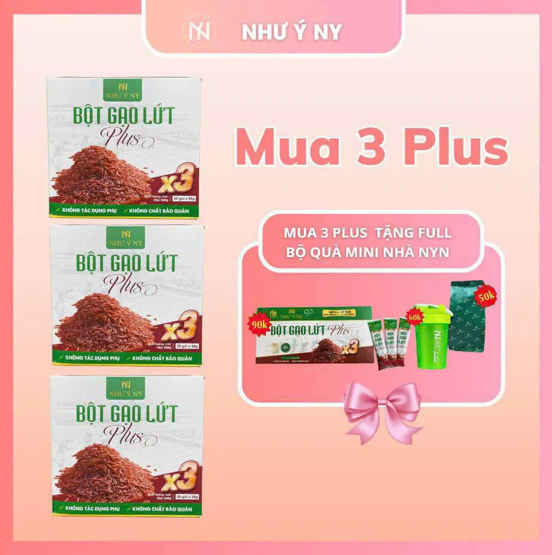 [ Mua 03 TẶNG 3 ]Bột Gạo Lứt Plus X3 Như Ý Ny - Tặng Thêm 1 Hộp Bột Gạo Lứt mini+ Tặng 1 Thước Dây + 1 Phiếu bảo hành