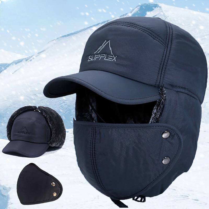  Mũ len trùm đầu bảo vệ tai Mũ nam lót lông giữ ấm chống gió lót lông dày dặn khi đi xe dành cho nam giới có khẩu trang chống giá lạnh mùa thu đông Phụ Kiện Nón Mũ Phao mùa đông lót nỉ kèm khẩu trang bịt mặt giữ ấm . 