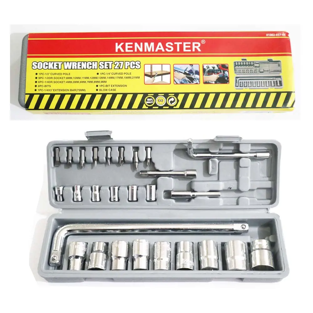 KUNCI Sock Set 27 PCS KENMASTER kunci shocket 27 pcs Mata Sock Set 27pc