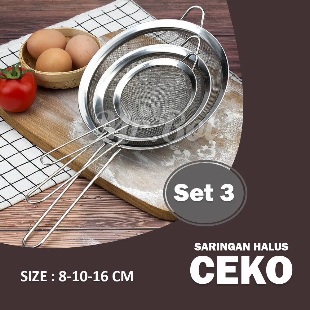 Set 3 Saringan Halus Stainless Saringan Minyak Saringan Ceko 8 10 16cm