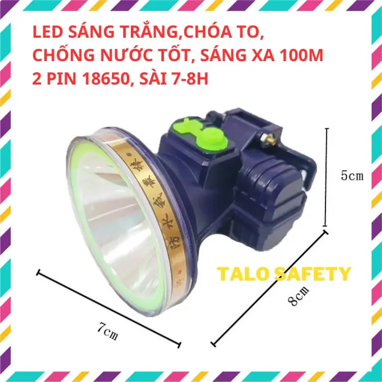 Đèn pin đeo đầu HB-607 với 2 pin sạc 18650, chống nước tốt, dùng cho thợ mỏ, soi đêm cá ếch
