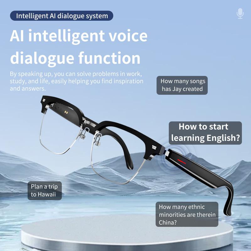 AI Real-time Translation Smart Glasses Wireless Bluetooth Call & Voice Assistant Touch Control Glasses with Mic Speaker Earphone - Image 2