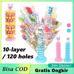 【Dikirim dlm 24jam】 Stand Lolipop Display Tempat Permen Lolipop Cakepop Pagar Plastik Lollipop Stand Chupa Chups Rak Display Permen Lolipop Multi Layer Bentuk Pagoda Untuk Dekorasi Natal / Halloween Tempat Lolipop