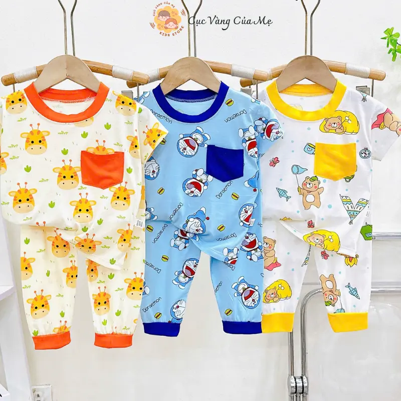 Bộ Tay Ngắn Quần Dài Thun Lạnh, Bộ cộc tay quần dài thun lạnh hoạ tiết Cho Bé Trai Và Bé Gái Từ 5kg Đến 15kg [010] 4