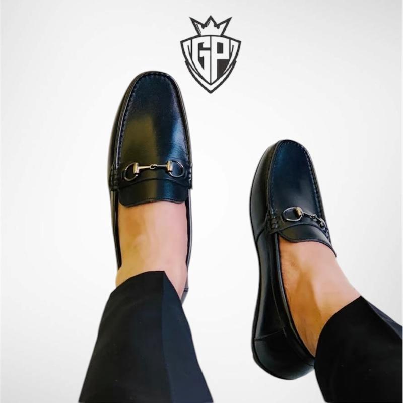 Mc01 - Giày Mọi Nam Da Bò, Giày Lười Nam Moccsins Màu Đen Shoes 1
