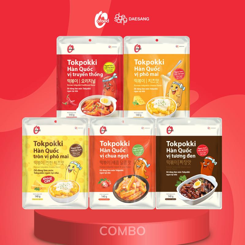 Set 5 Tokpokki 140g O'food - Bánh gạo dẻo mềm, đẫm sốt thơm ngon 0