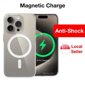 Genesis Magnetic iPhone Case 16 Pro Max/ 16e/ 15/ 14/ 13/ 12/ Phone Cover Clear Transparent Wireless M.S Charging Casing