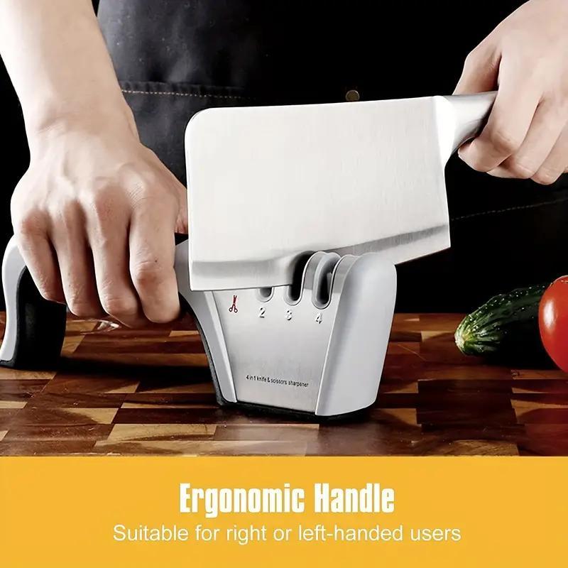 Product Introduction of 4-in-1 Knife Sharpener, Premium Polished Blades for Ceramic and Steel Knives, Scissors, and Kitchen Utensils, Apartment and College Dorm Essentials 4