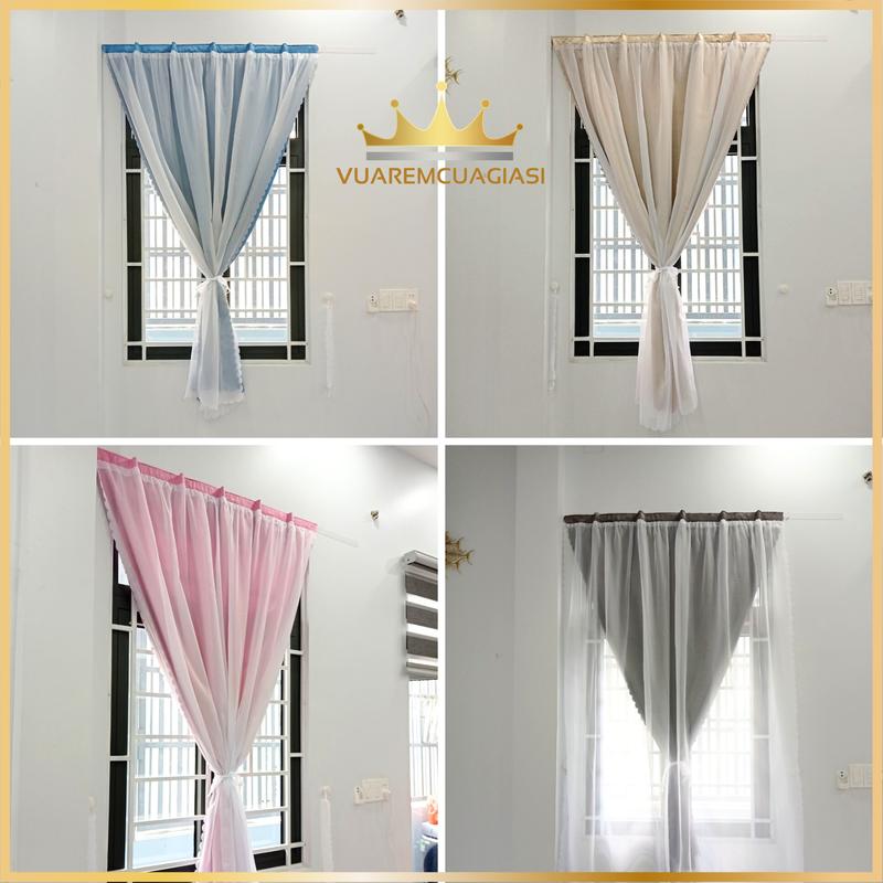 Rèm dán tường 2 lớp Vải và Voan Trắng rèm cửa chống nắng dày đẹp cho trang trí cửa sổ VIP08 Vuaremgiasi rem dan tuong