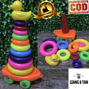 ( BISA COD ) PROMO Mainan Anak Ring Donat Roda 10 Susun Multiwarna MURAH