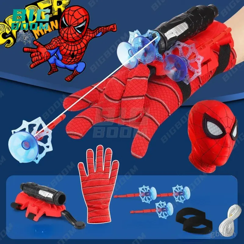 Spiderman Web Shooter, Spiderman Gloves Kids Plastic Cosplay Glove Hero Launcher Wrist Toy Set Funny Children's Educational