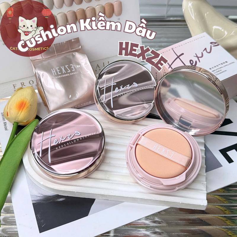 HEXZE Cushion Phấn Nước HEXZE Kiềm Dầu Vỏ Hồng Tráng Gương Finish Mỏng Nhẹ 15gx2