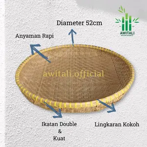 Ayakan Bambu Besar Awitali 52cm 55cm Cembung Saringan Kalo Bambu Kitchenware Irig Tempat Peniris