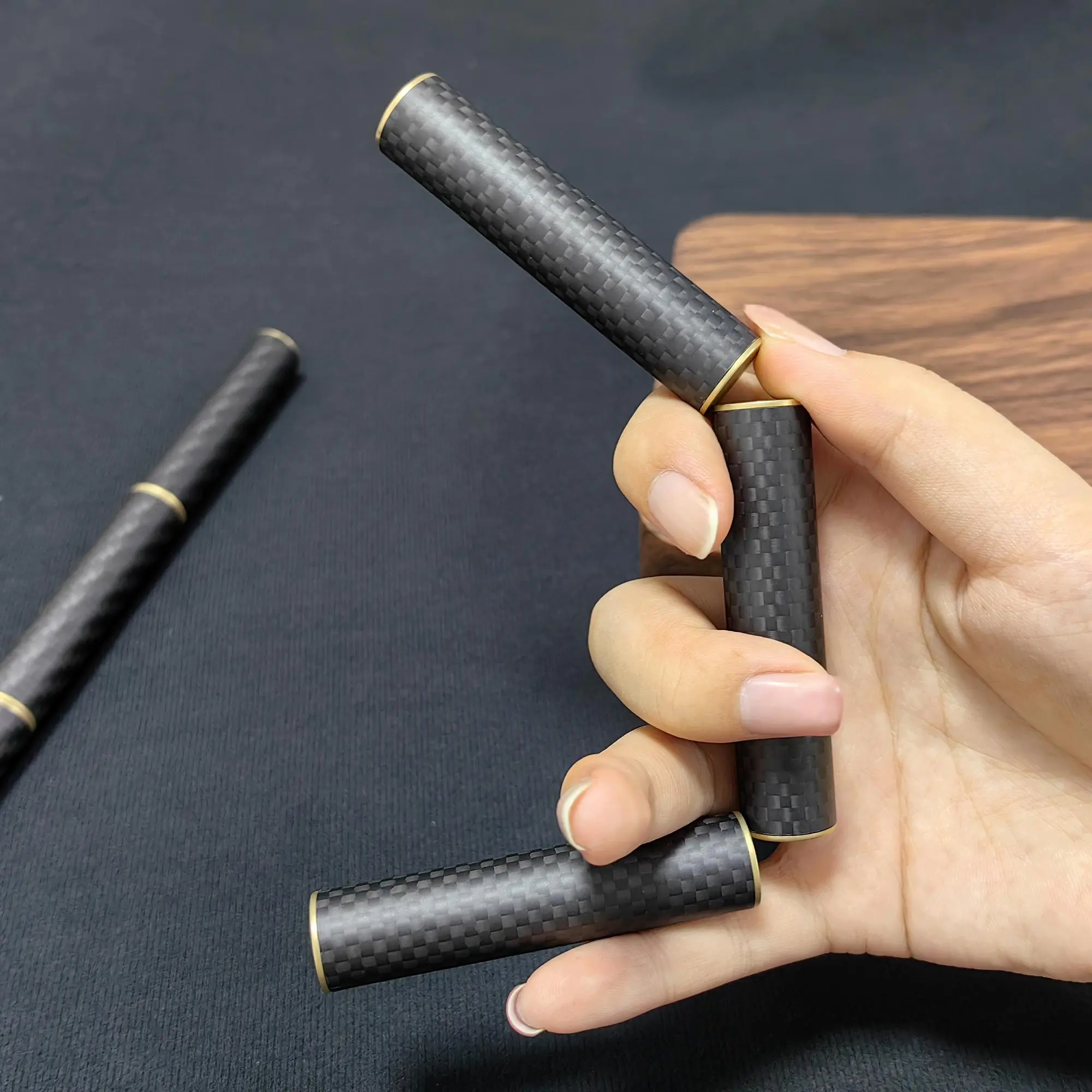 Metal Carbon Fiber Three-section Sticks, 3 Sticks/set Rotating Fidget Toys for Adults, Stress Relief Toys for Gifts
