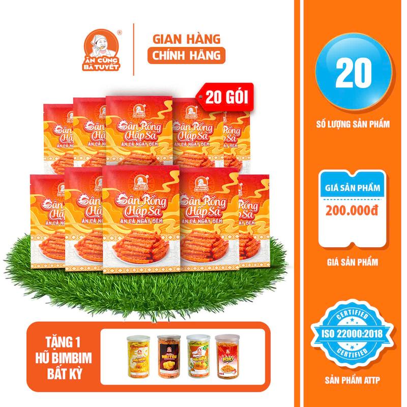 [ tặng 1 hũ bim bim bất kì  ] Combo 20 gói  Snack GÂN RỒNG HẤP SẢ - ĂN CÙNG BÀ TUYẾT