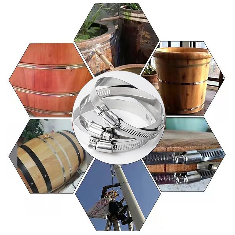 Product Introduction of Pipe Clamps 201 Stainless Steel Hose Clips Adjustable Drive Hose Clamps 13~95mm Water pipe Fastener Replacements 1/10Pcs 16