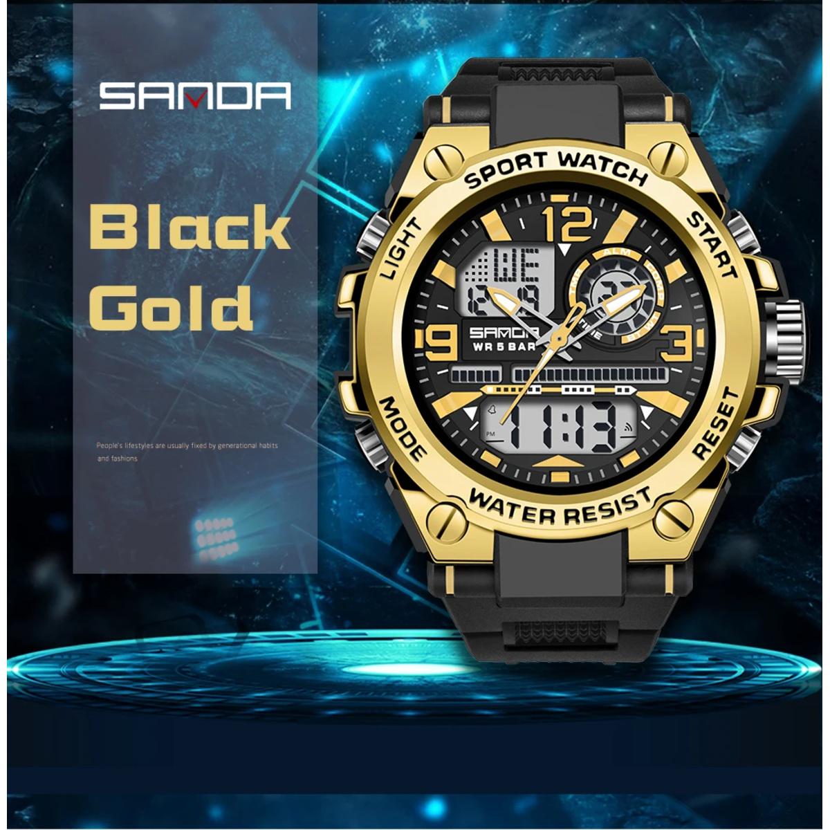 Men Sports Quartz Watches Dual Display LED Electronic Digital Wristwatches Waterproof Military Watch Relogios Masculino