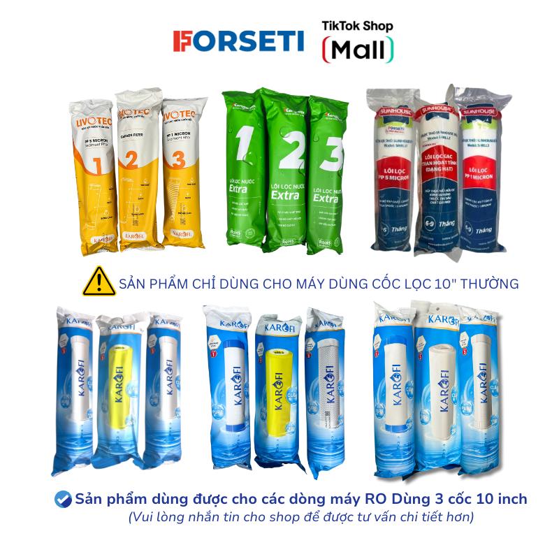 Bộ 3 Lõi Lọc Thô 123 Hãng KAROFI, KANGAROO, Sunhouse, Livotec... (Dùng Cho Máy Lọc Nước RO - 3 Cốc Lọc Thô 10Inch) (Máy Mutosi, Daikiosan, Nakami, Daiko, Đại Việt, Tana...)