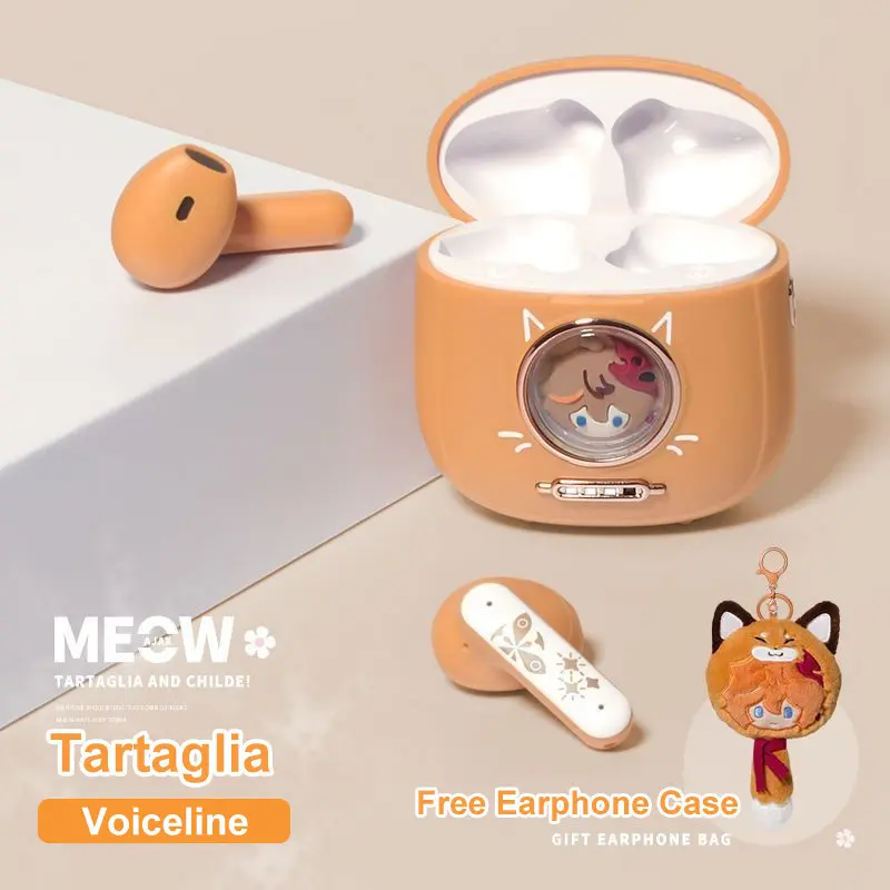Tai Nghe Bluetooth 5.3 Không Dây Tartaglia, Có Voiceline, Genshin Impact Barbatos Wanderer Xiao Furina, Tai Nghe Nhét Tai, Giảm Tiếng Ồn Độ Trễ Thấp, Chất Lượng Âm Thanh HiFi, Có Quà Tặng Miễn Phí 0