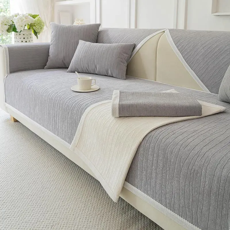Solid Color Sofa Cushion Cover, 1 Count Modern Non-slip Sofa Seat Cover, Dustproof Sofa Protector for Home Living Room Office Decoration 7