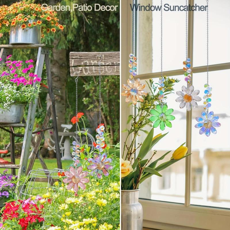 Crystal Sunflower Design Sun Catcher, 1/6 Counts Hanging Ornament, Rainbow Maker Sun Catcher, Indoor Window Outdoor Patio Garden Decor, Gift Ideas 3