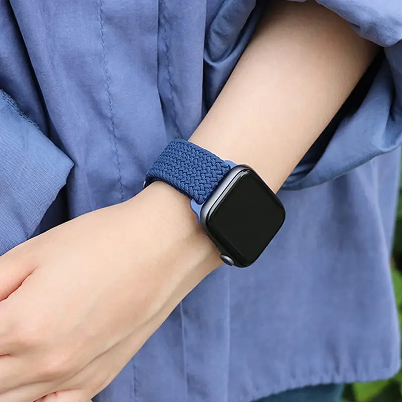 Nylon Elastic Braided Strap for Apple Watch Ultra 2 49mm Series 10 9 8 7 SE2 6 5 4 3 2 1 Adjustable Colorful Belt Bracelet Metal Buckle Band for iWatch 46mm 42mm 41mm 45mm 44mm 38mm 40mm DT No 1 HW22 W26 IWO T500+pro Tali Jam Tangan Smartwatch Accessories 8