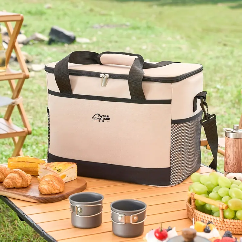 Blue Portable Insulated Cooler Bag - Durable Outdoor Storage Tote for Camping and Picnics 1