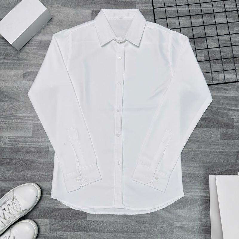 [A18] Áo sơ mi nam tay dài vải mango màu trắng trơn có thiết kế thời trang thanh lịch sang trọng có cổ Shirt Menswear Top