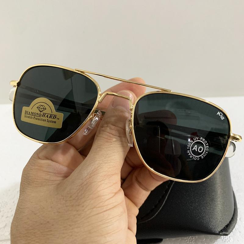 Kính Mắt Nam AO Pilot USA Dáng Phi Công Màu Đen Chống Xước Thủy Tinh Cường Lực - Mắt Kính