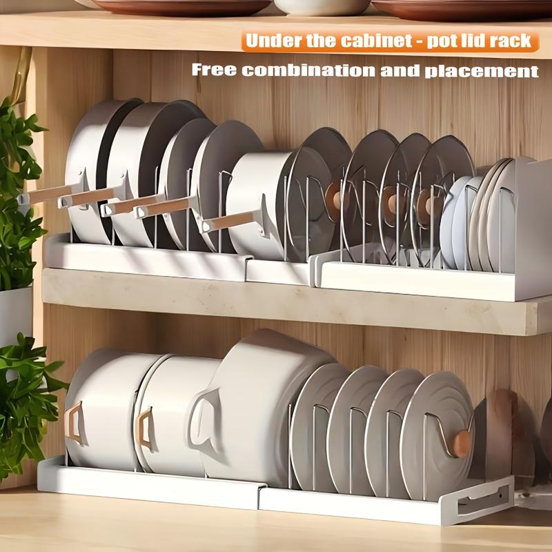 Expandable sink cabinet under pot storage rack with 7 adjustable ...