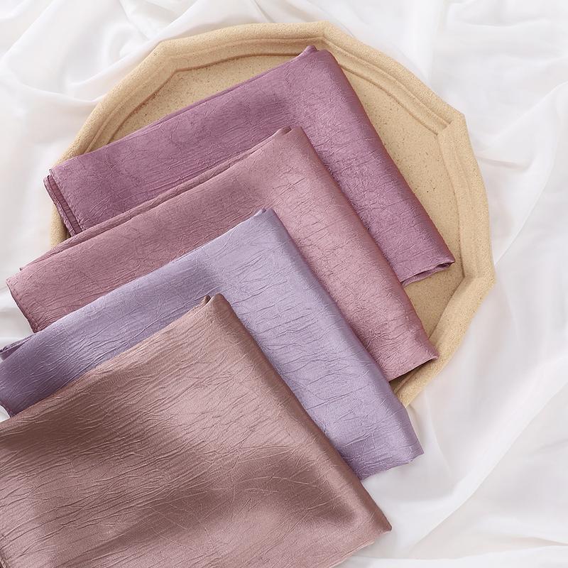 Product Introduction of Pashmina hijab Malaysia New Artificial Silk Silky Satin Scarf Women's Shawl Toe Cap Headscarf 11