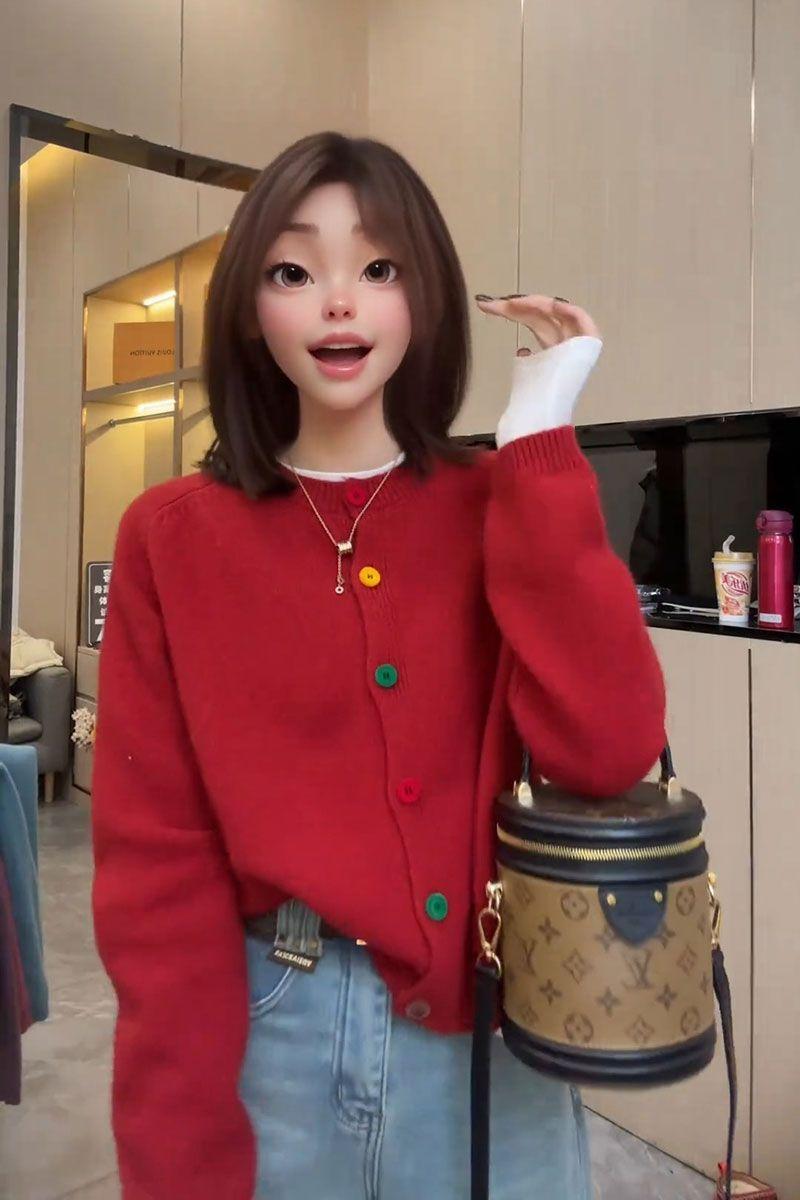 Product Introduction of Áo Cardigan Dệt Kim, Phong Cách Hàn Quốc, Chống Lão Hóa, Thiết Kế Cầu Vồng Thanh Lịch, Một Hàng Cúc, Cổ Tròn, Giống Như Len, Thích Hợp Cho Mùa Xuân, Hàng Mới Về, Phong Cách Lười Biếng, Áo Len Độc Đáo 13