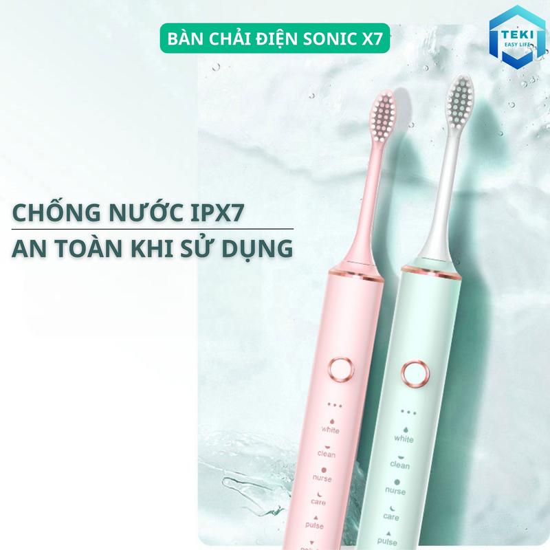 Product Introduction of Bàn Chải Điện Đánh Răng Sonic X7 Thông Minh 6 Chế Độ Làm Sạch Tặng Kèm 4 Đầu Thay Thế Lông Mềm Cao Cấp | TEKI Trắng Răng 5