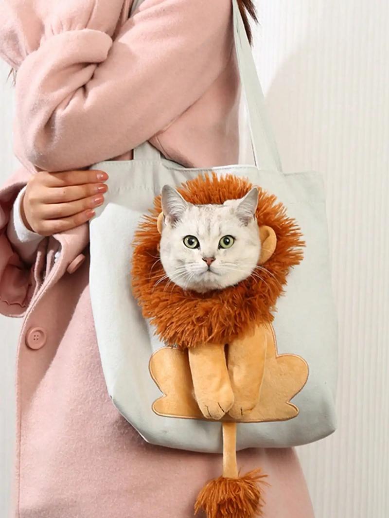 Product Introduction of Pet Canvas Shoulder Bag Lion shaped Cat Tote Bag Comfortable Pet Tote Bag Pet Shoulder Bag Portable Outdoor Cat Tote Bag 33