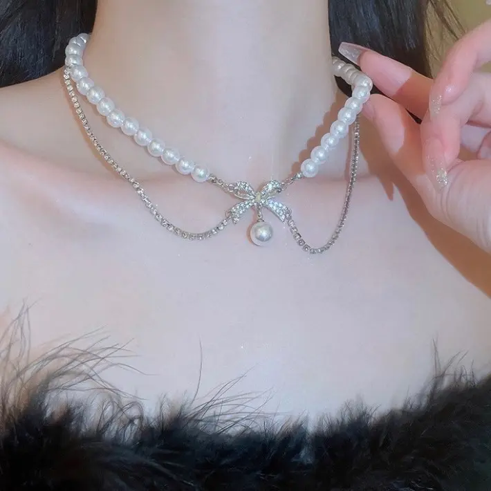 Dây Chuyền Nơ Ngọc Cô dâu - DC0124