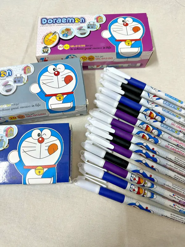 Hộp 20 bút gel Đô re mon TL màu xanh - tím - đen, Bút mực  cho bé ngòi 0.5mm với bút chữ 4