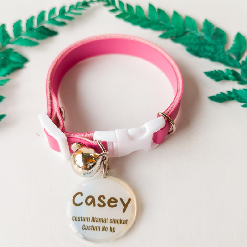 Kalung Kucing Bahan Kulit Bisa Costum Nama 1
